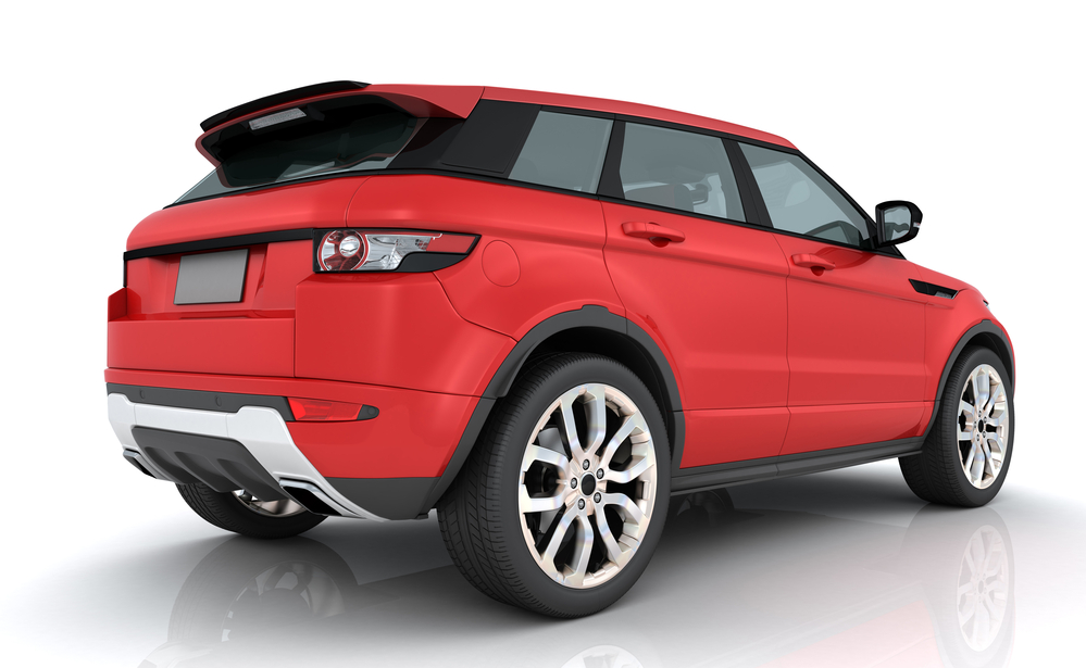 Red Range rover on white background