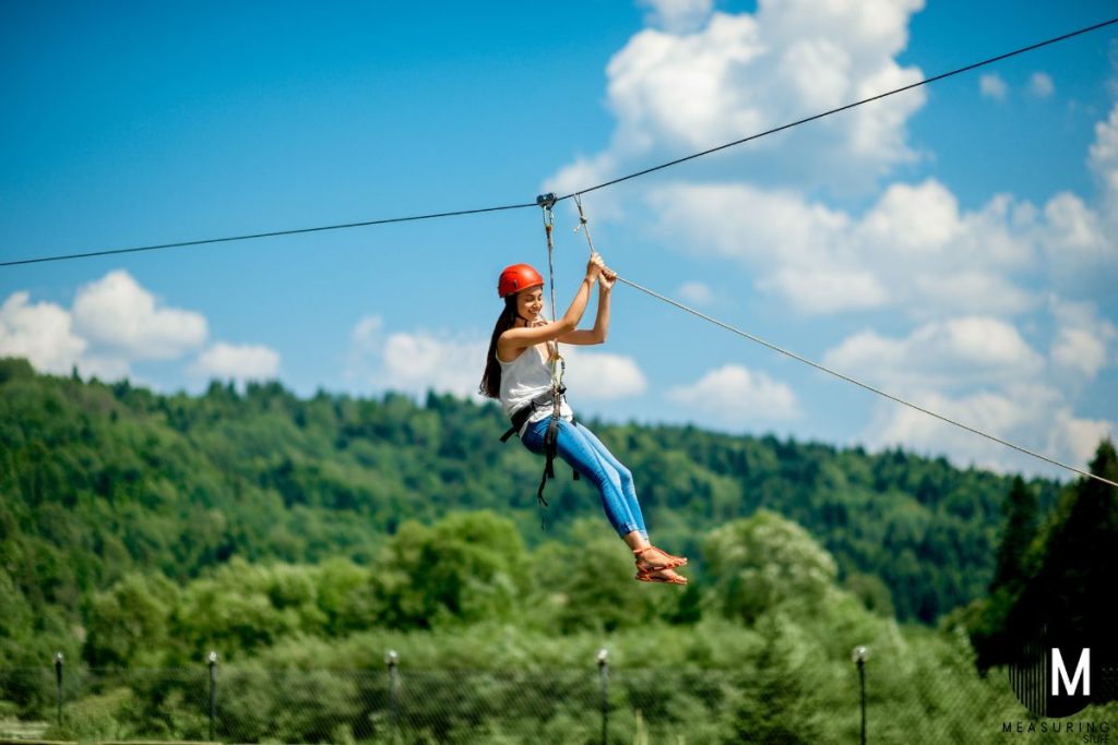 woman zip lining