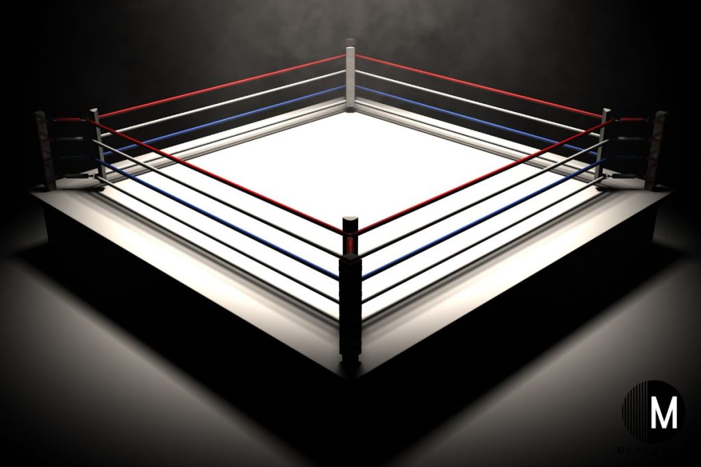 boxing ring in a dark room