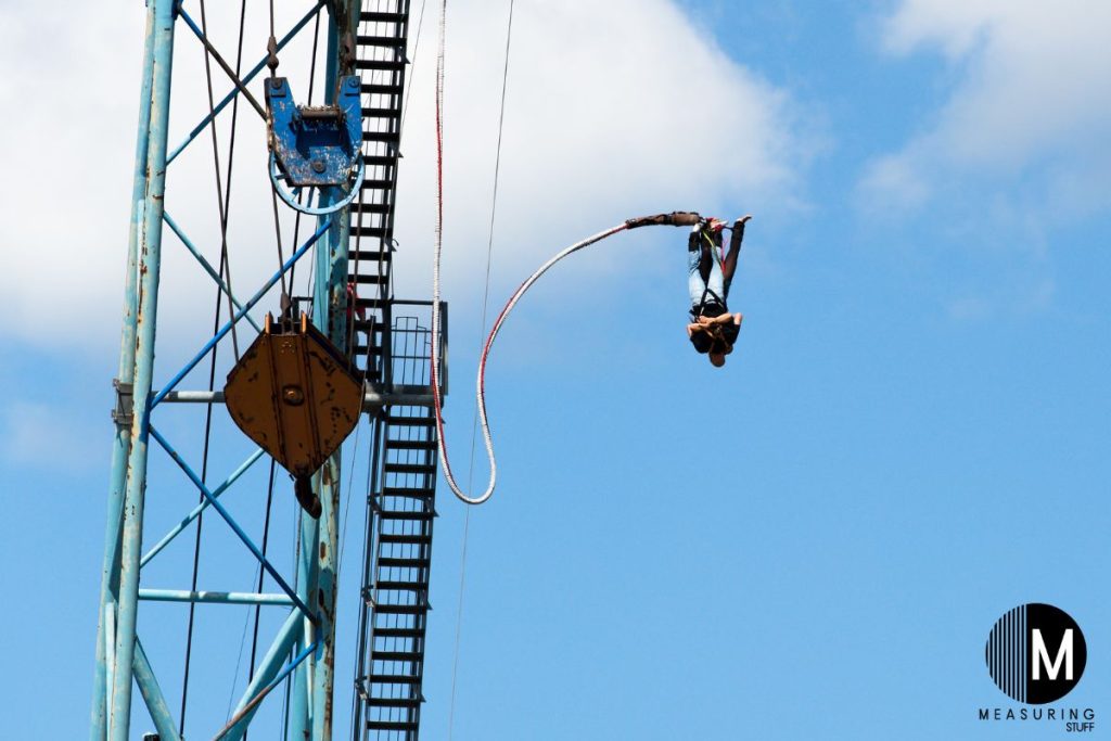 person upside down bungee jumping