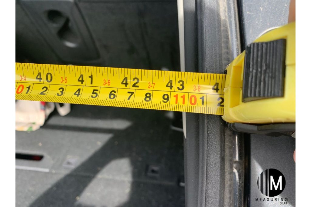 measuring tape showing 43 inches wide nissan rogue