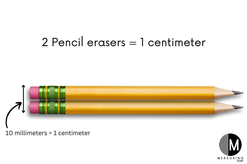 2 pencils side by side with eraser size