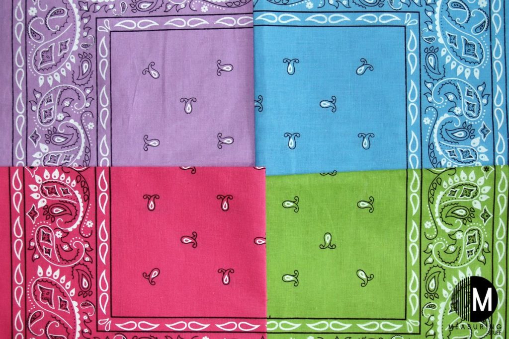 bandanas sewn into multicolor fabrics