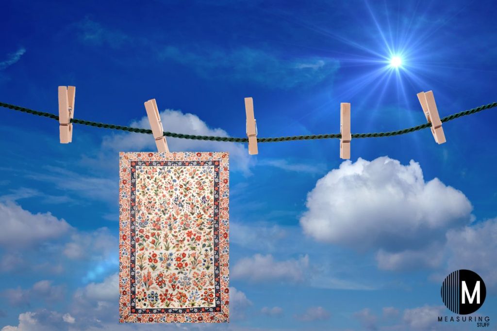 rug hanging on a clothesline