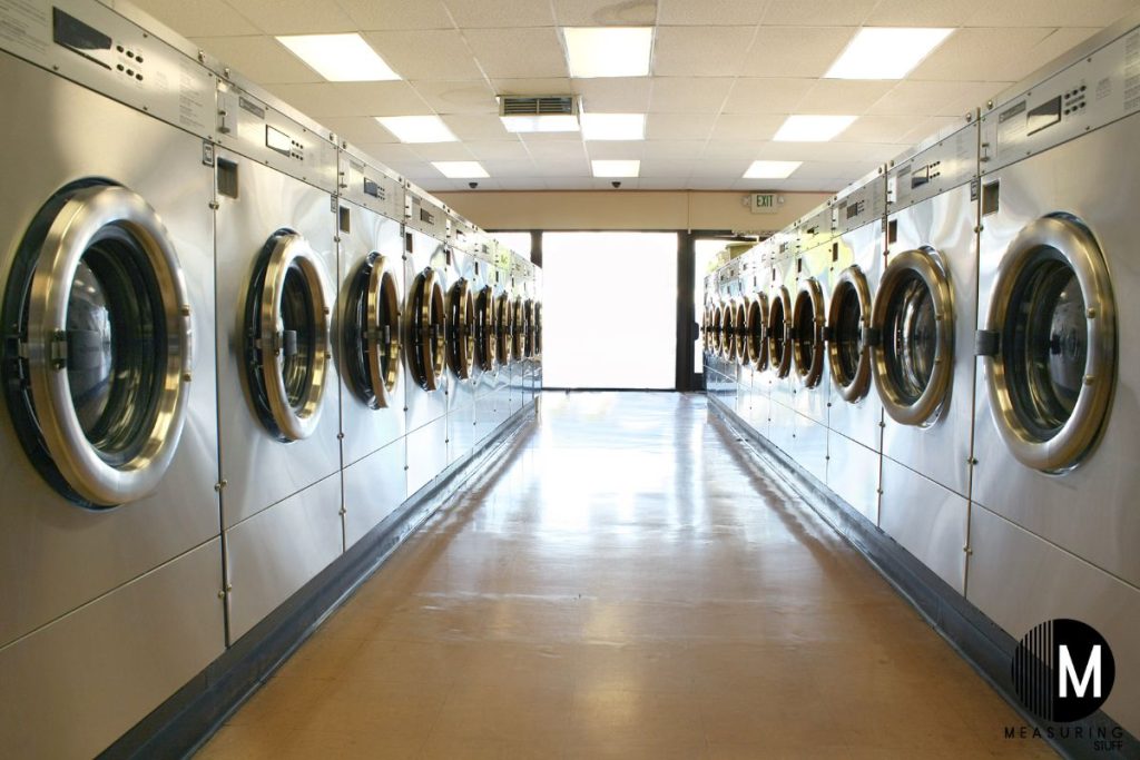commercial washing machines at a laundromat