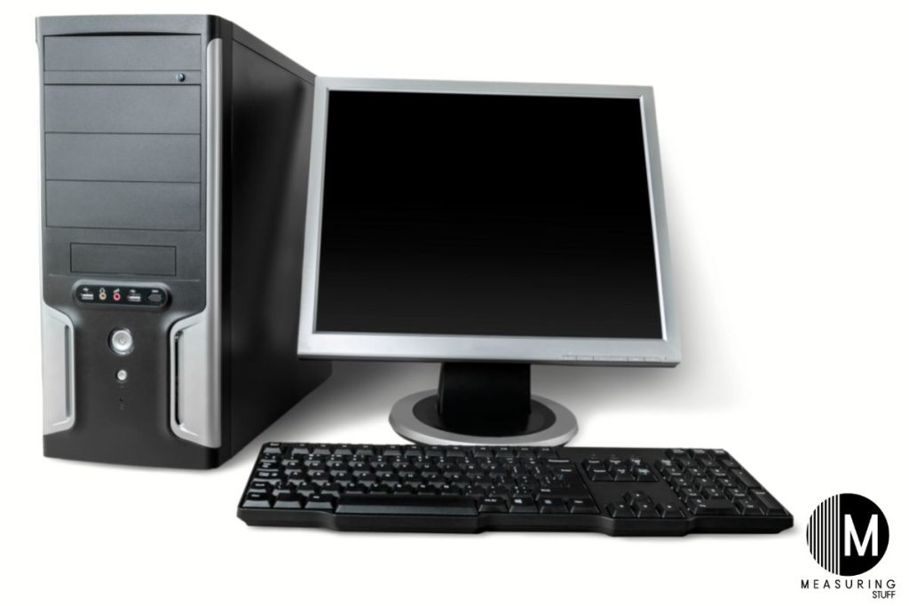 desktop computer, keyboard, monitor