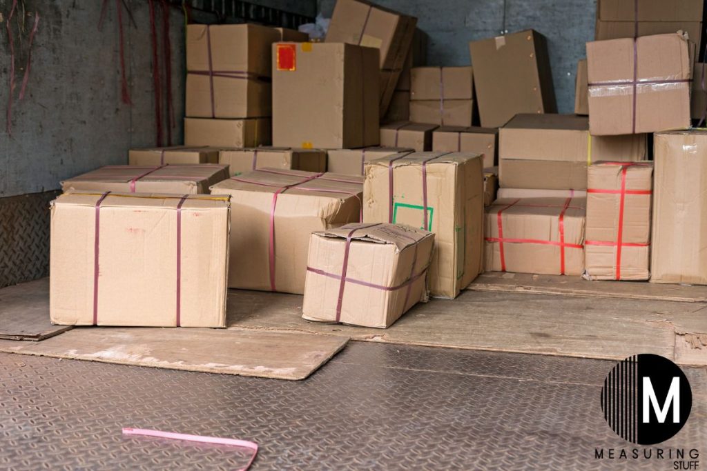 boxes in a storage unit