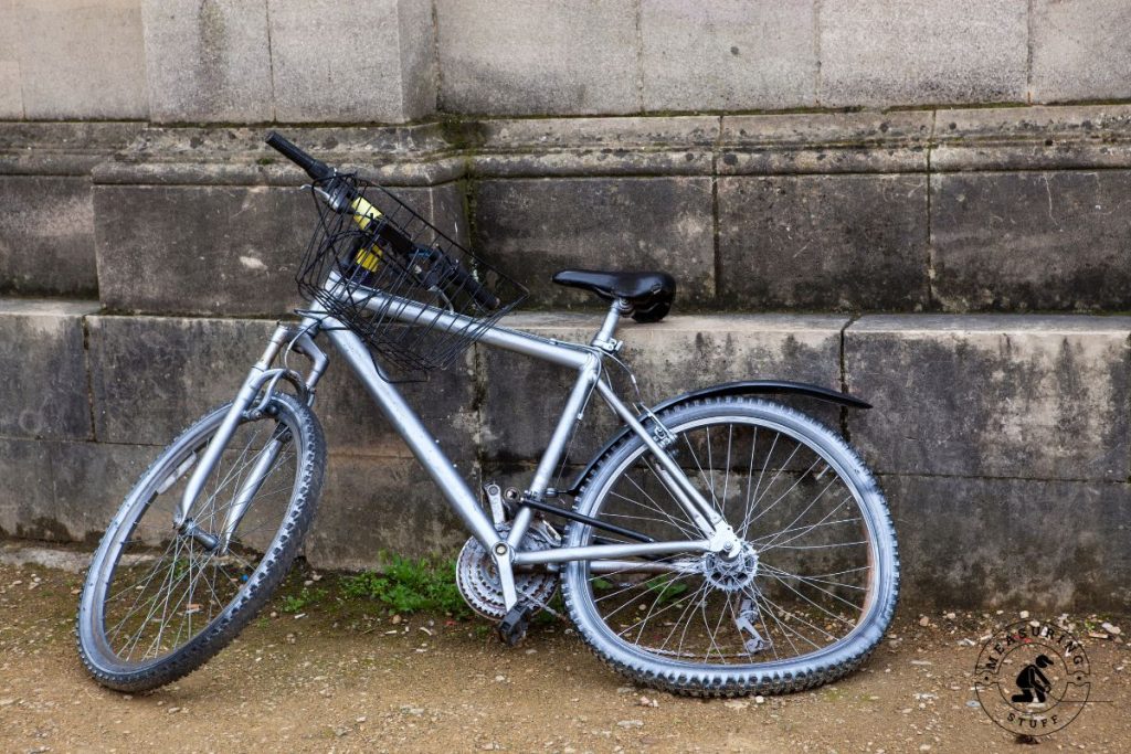 mountain bike with tire damage