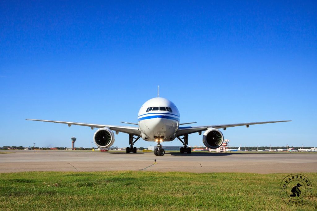 Boeing 777 airplane on taxiway