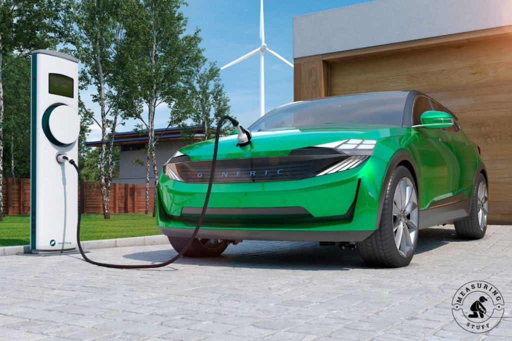 electric car charging in driveway