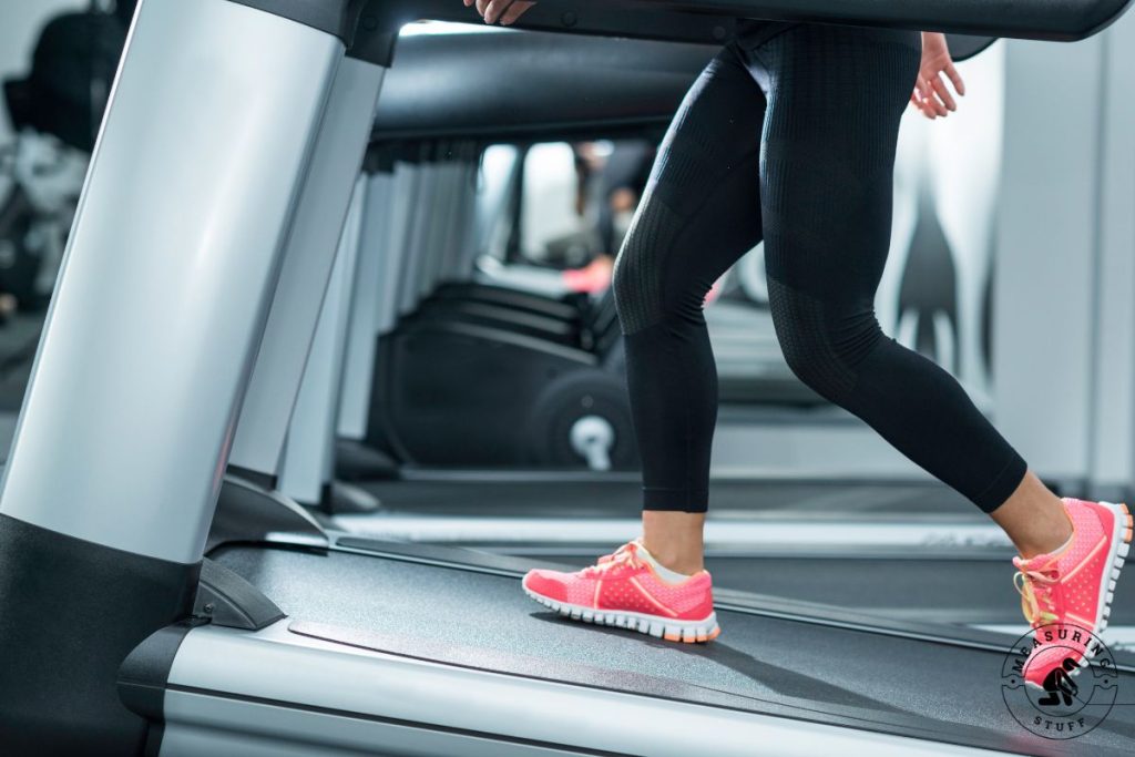 woman on an inclined treadmill