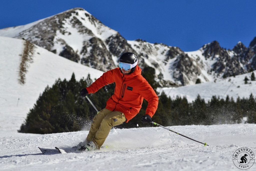 man downhill skiing
