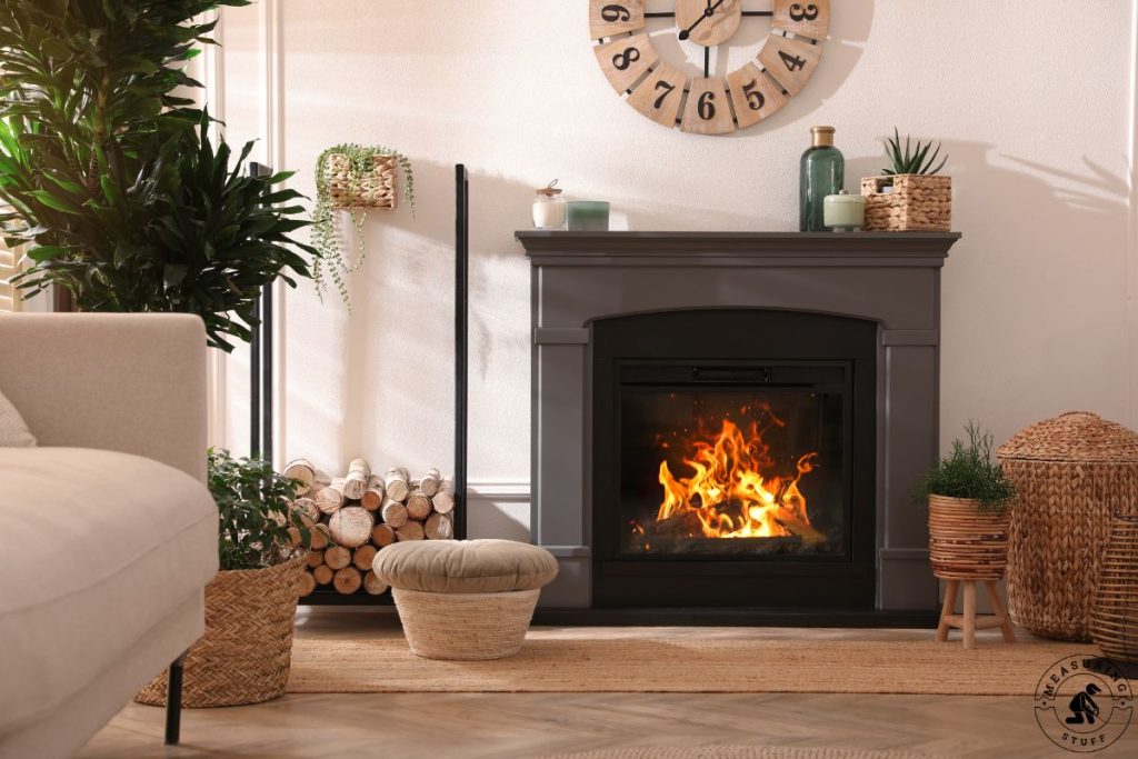 electric fireplace in a furnished living room