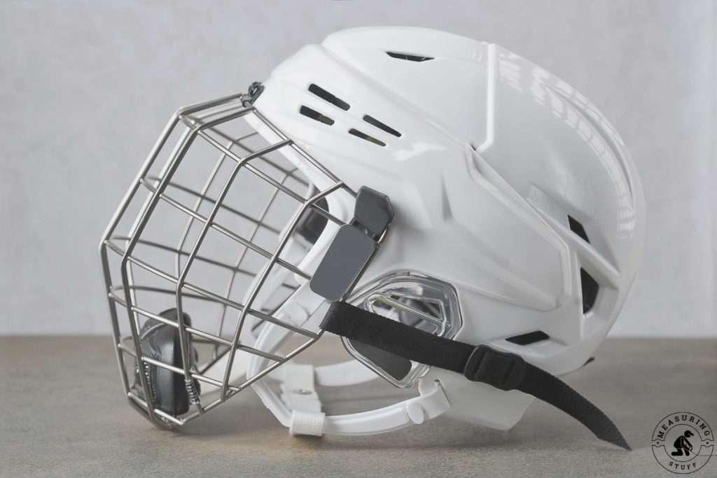 white ice hockey helmet