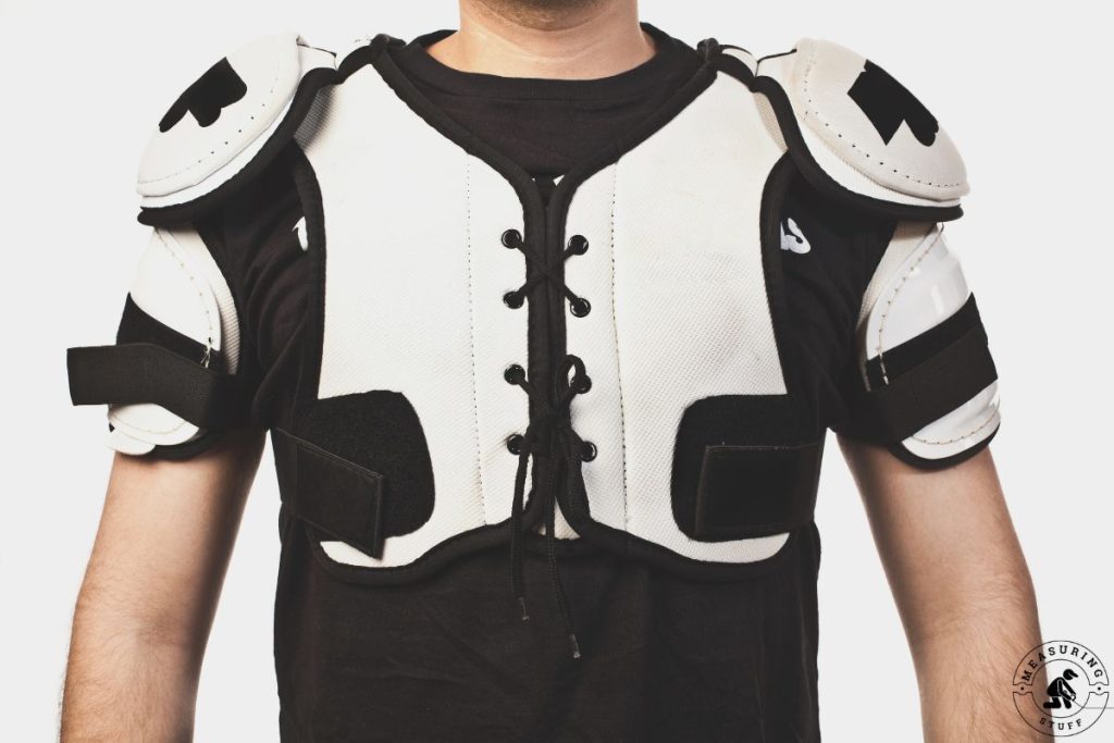 man wearing hockey shoulder pads