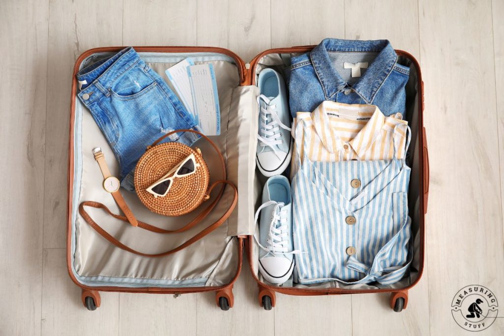 neatly packed open suitcase