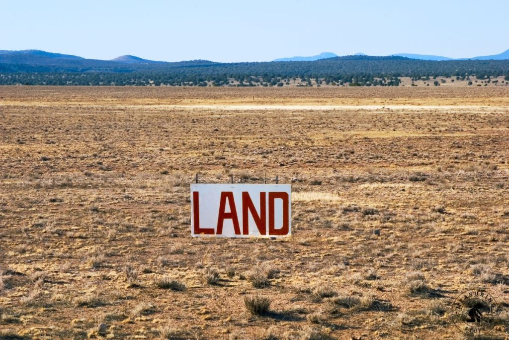 large area of land with sign