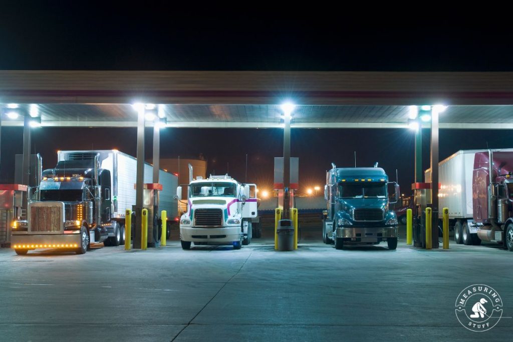 semi trucks at refuelling station