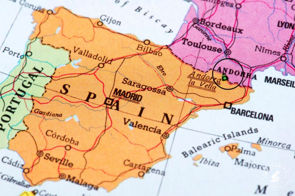 Andorra shown on a map