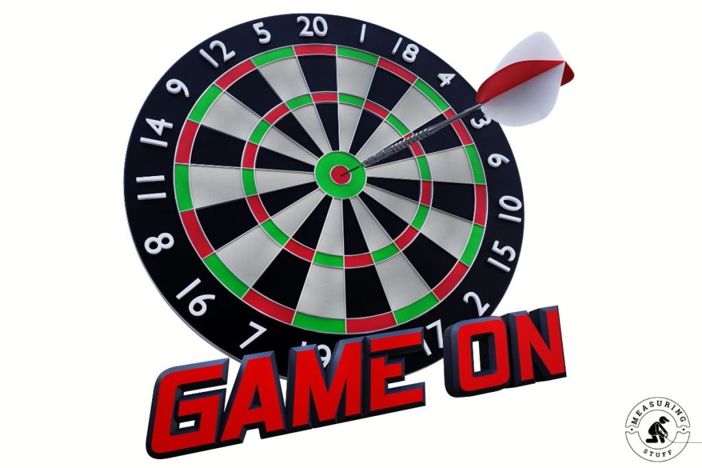 dart board with the words "game on"