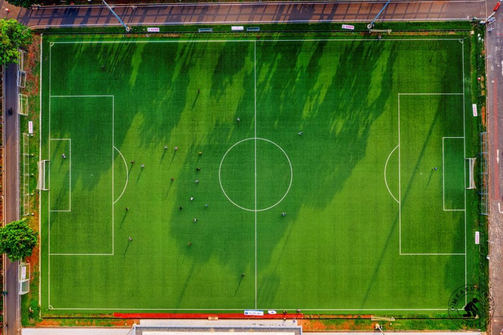 overhead view of a soccer field