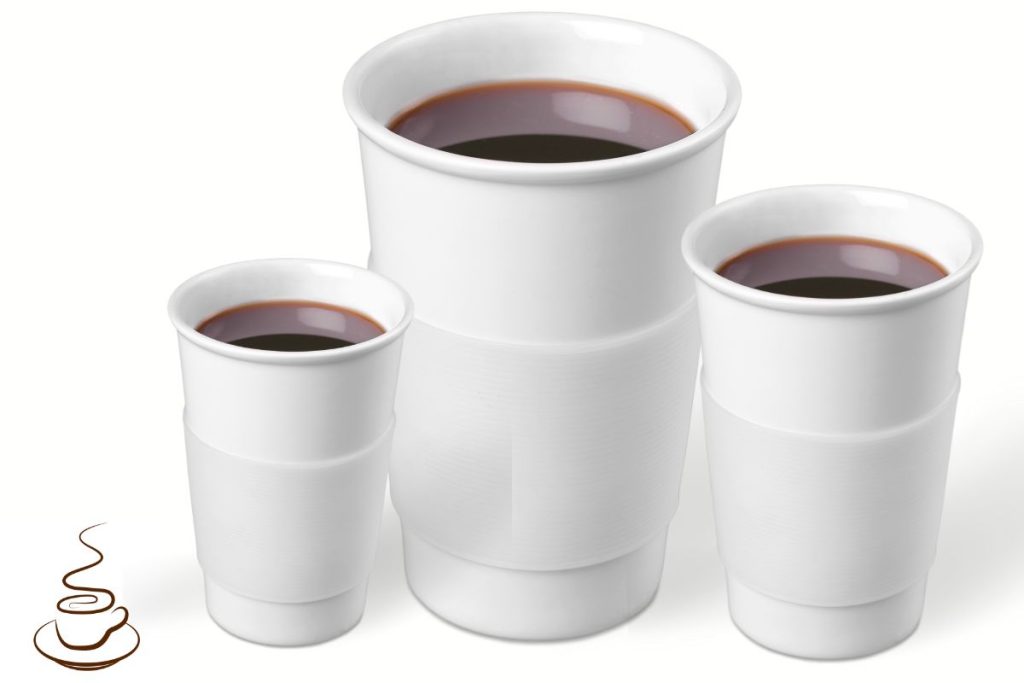 small, medium, large coffee cups