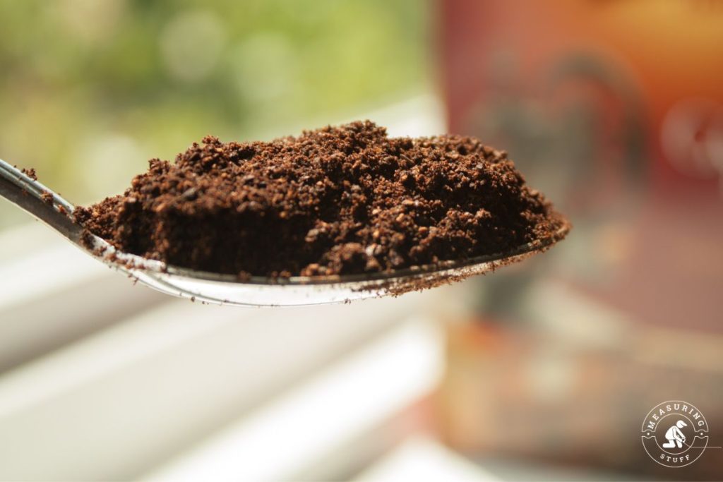 coffee grounds on a spoon