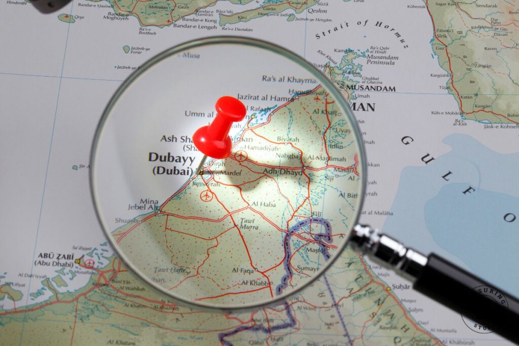 Dubai location on a map