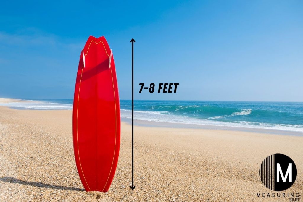 vertical surfboard on beach 