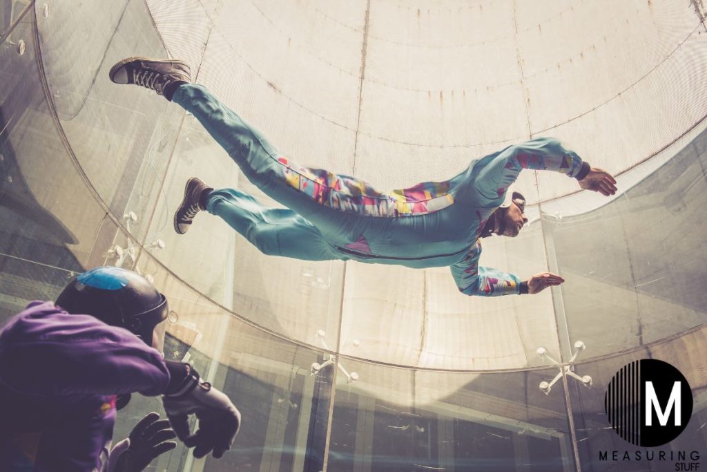 man indoor skydiving