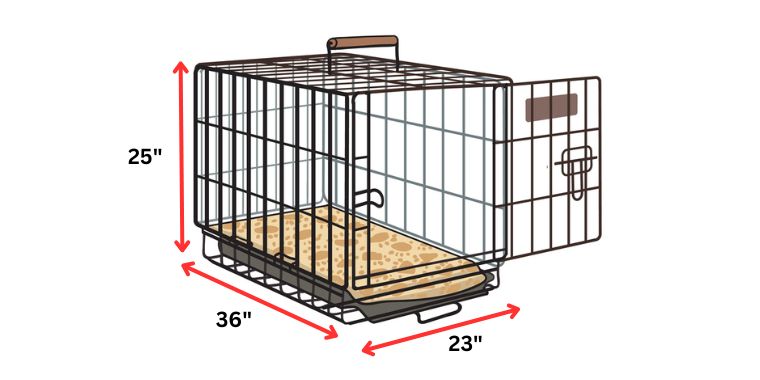 dog crate dimensions 36" x 23" x 25"