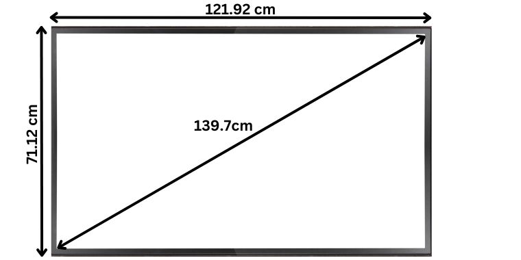 55 inch tv diagram of dimensions in cm