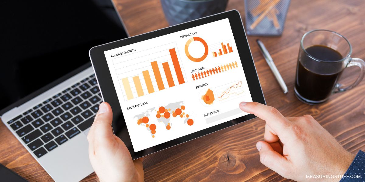 tablet with statistics and graphs