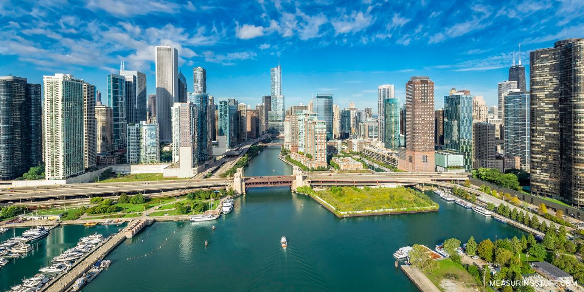 aerial view of downtown chicago