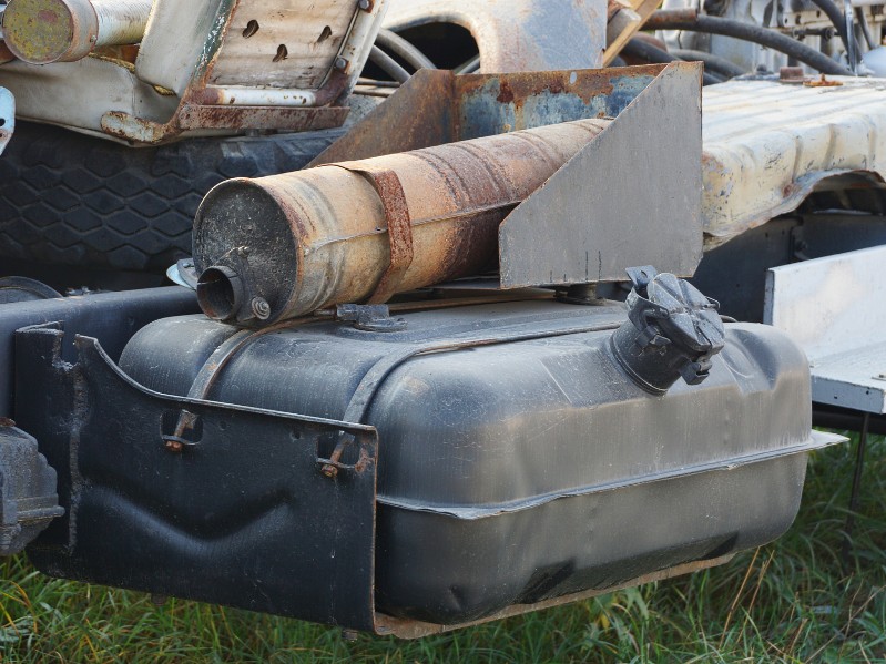 black metal car gas tank