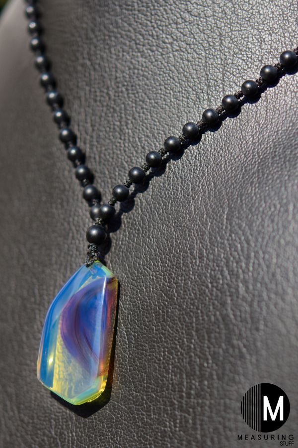 Dominican purple blue amber pendant 