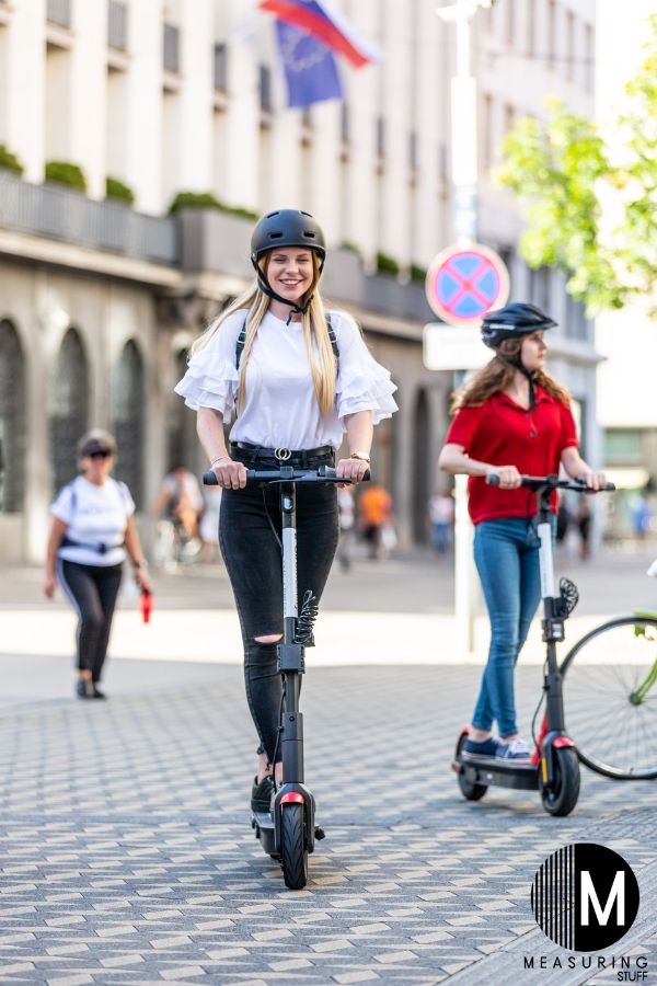 woman riding an electric scooter