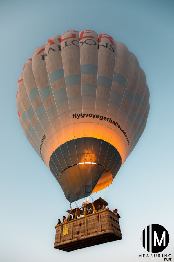 tourists on a hot air balloon ride