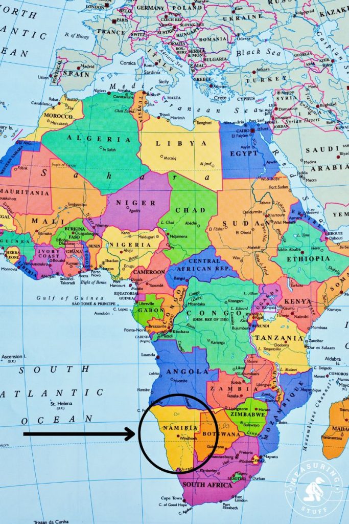 map of Africa highlighting Namibia