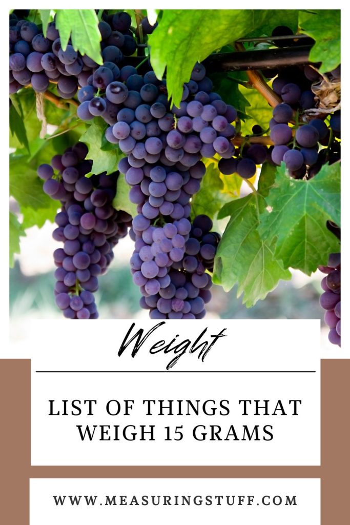 List Of Things That Weigh 15 Grams