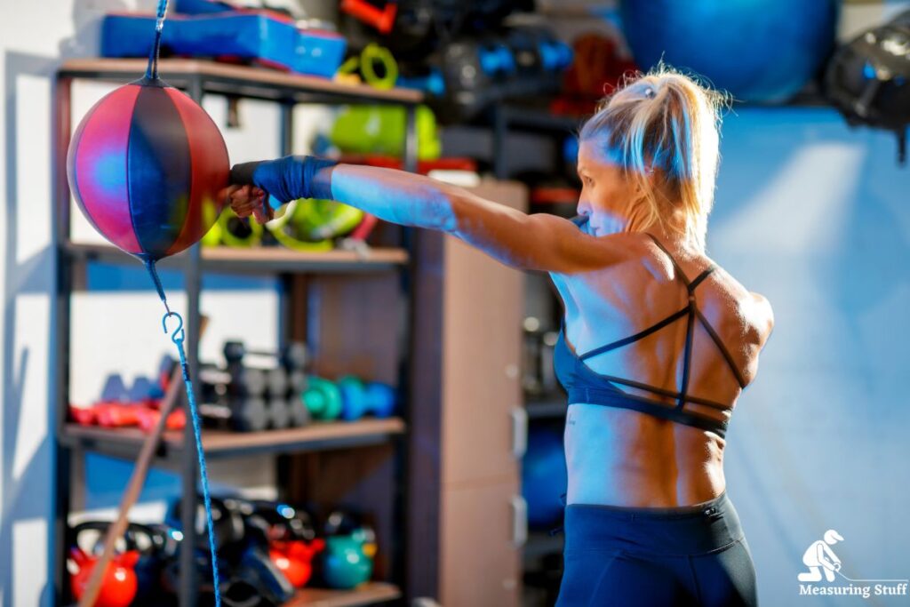 woman using a speed bag