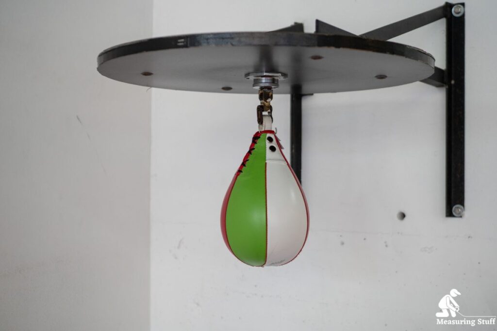 speed bag and mounting equipment attached to a wall