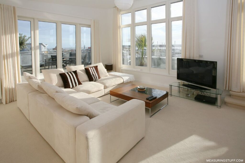 apartment livingroom with large bright windows