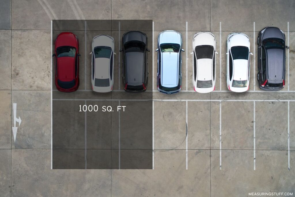 overhead view of cars in parking spaces