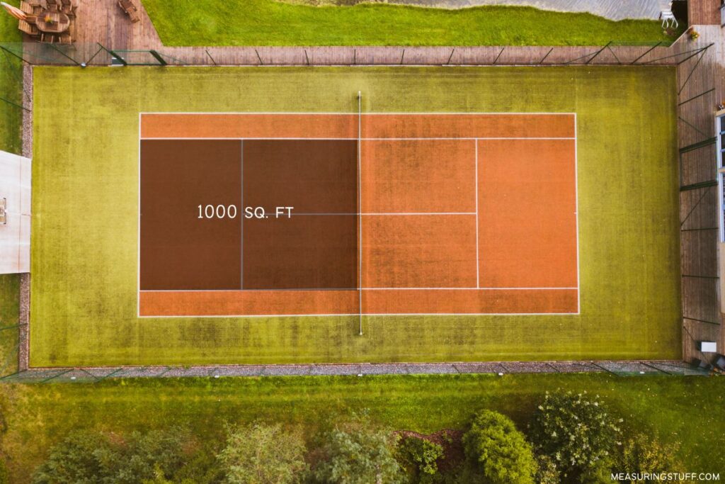overhead view of a tennis court