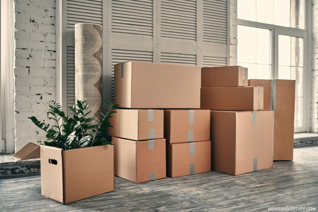 several sized moving boxes