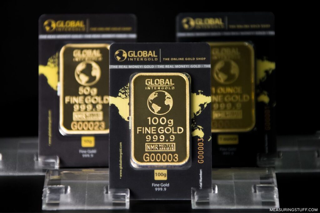 gold bars on display