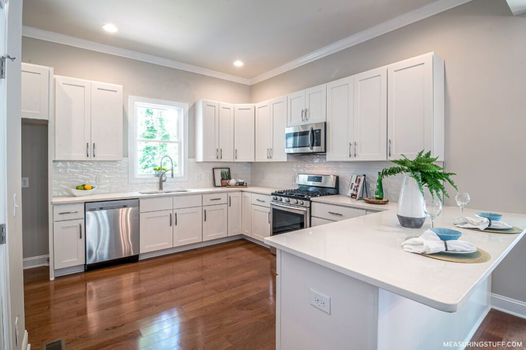 bright new kitchen with white cabinets