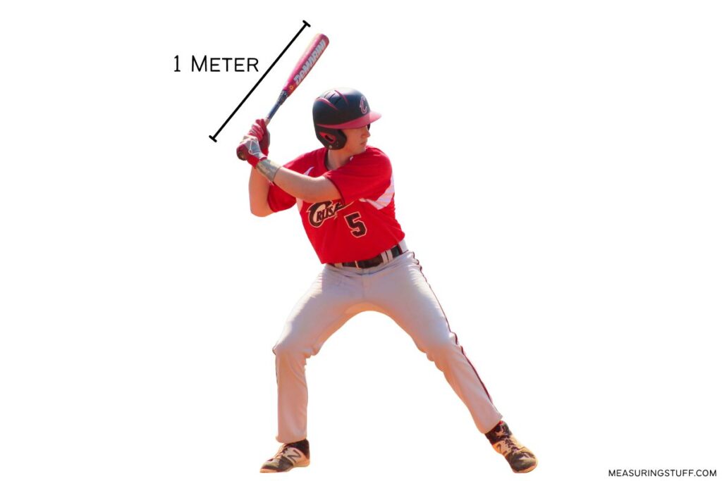 baseball player holding a bat to show how big 1 meter is