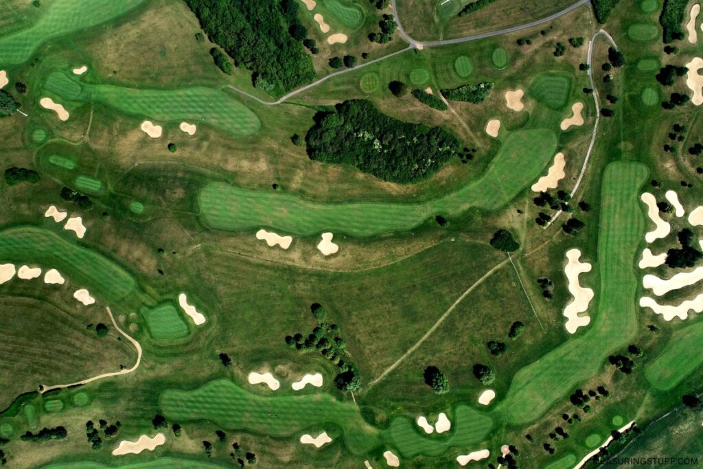 high aerial view of golf couse